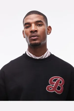 Topman Oversized kraftig sweatshirt med chenille-broderi med bogstav