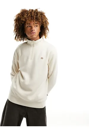 Dickies Oakport - Beige sweatshirt i fleece med 1/4-lynlås-Neutral
