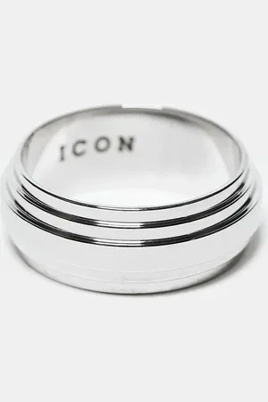 Icon Brand Seventies City - Sølvfarvet og udsmykket båndring i rustfrit stål