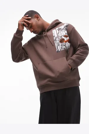 Topman Oversized hættetrøje med blomsterprint og broderi