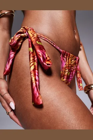 Candypants Bikinitrusser med bindebånd i siderne og abstrakt, print