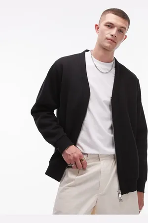 Topman Oversized sweatshirt med V-hals og lynlås