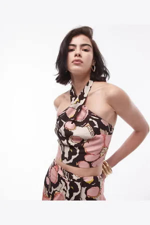 Topshop Top med snoet halterneck og blomstermønster - Del af sæt