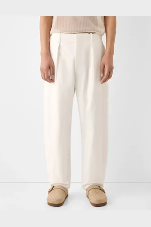 Bershka Collection - Skræddersyede bukser med vidde i beige-Neutral