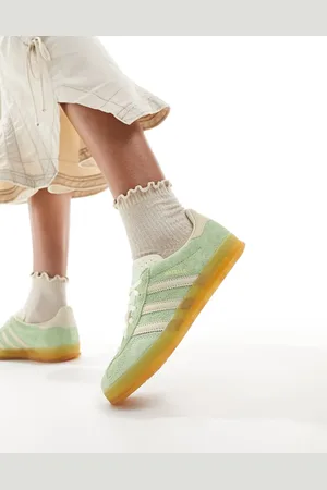 adidas Gazelle Indoor - Limegrønne og gule sneakers-Hvid