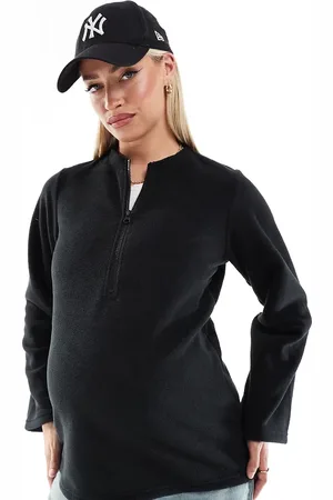 Mama;licious Mamalicious - Maternity - fleece med lynlås og brede ærmer