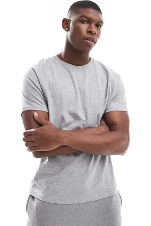 New Look Gråmeleret loungewear-sæt med T-shirt og shorts i jersey