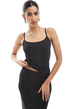 VERO MODA Mix og match - Sort cami-top med glimmer - Del af sæt