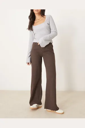 ASOS Brune bukser med vide ben, vaffeltekstur og boksershortskant
