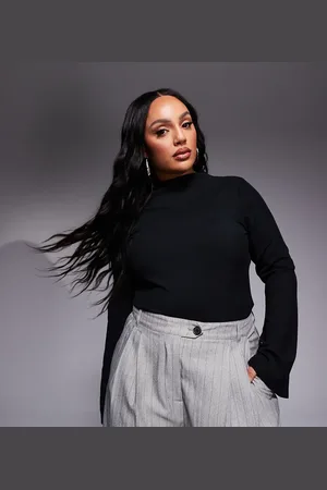 ASOS ASOS DESIGN Curve - ribstrikket bodystocking med ærmer med svaj