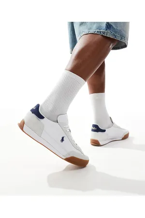 Ralph Lauren Hester - Hvide sneakers med marineblå hælkappe og logo