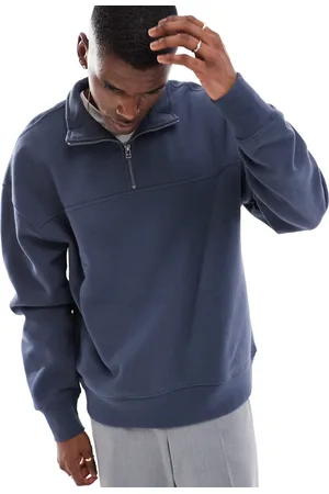 Pull&Bear Mørkeblå sweatshirt med 1/4 lynlås