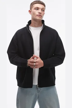 Topman Premium - Kraftig sweatshirt med ståkrave og lynlås i