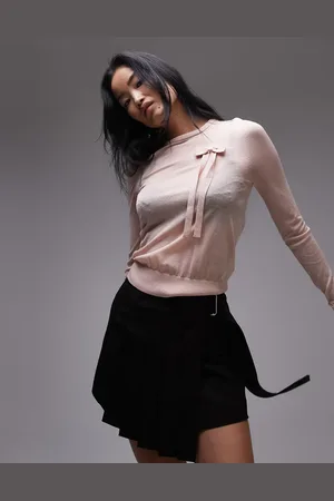 & OTHER STORIES Pink og transparent sweater i fin strik med sløjfedetalje