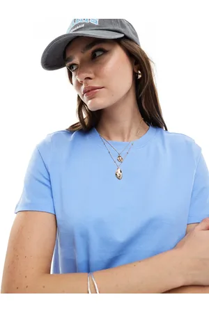 Pieces® Pudderblå T-shirt i firkantet pasform