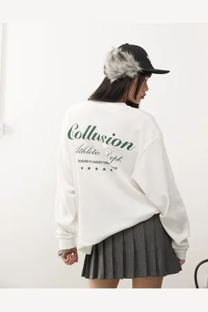 COLLUSION Og langærmet T-shirt-kjole i strik-Hvid