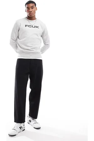 French Connection FCUK - Lysegrå meleret sweatshirt med rund hals og brystlogo