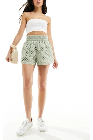 ASOS Broderede shorts med boksersnit i salviegrøn - Del af sæt