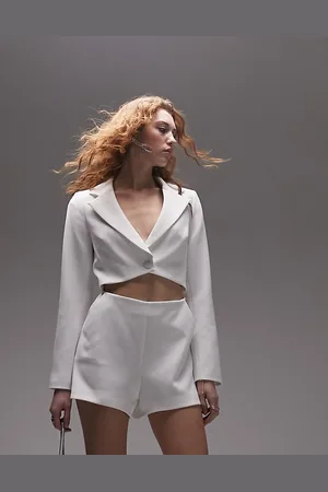 Topshop Hvidt blazer-playsuit med udskæring