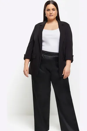 River Island River Island - Sorte bukser med vidde i satin