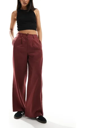 ASOS Vasket bordeaux dad-bukser med vide ben