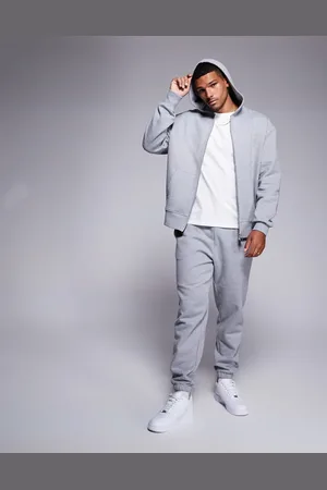 ASOS Premium - Kraftige, tapered og gråmelerede joggingbukser i 400 gsm-stof