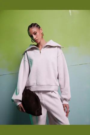ASOS Lys beige sweatshirt i kraftigt stof - Del af sæt-Neutral