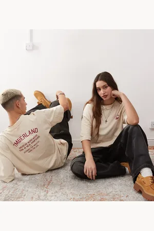 Timberland Oversized T-shirt med workwear-logo - Kun hos ASOS-Neutral