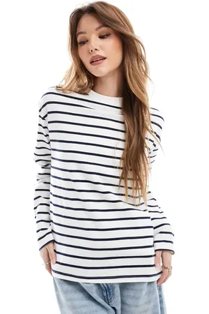 Pimkie Stribet T-shirt med rund hals og lange ærmer-Multifarvet