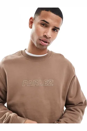 Parlez Oversized og brun sweatshirt med rund hals og logobroderi