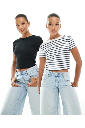 Pull&Bear Pakke med 2 baby-T-shirts i sort/stribet-Multifarvet