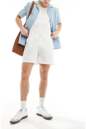 COLLUSION Og korte strandshorts i hør-Hvid