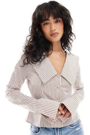 ASOS Lyserød formsyet poplin-skjorte med krave og striber