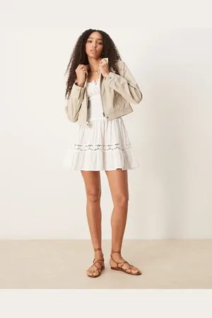 Gina Tricot Lys beige kort jakke i imiteret ruskind