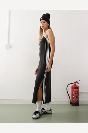 adidas Adicolor - Sort tanktop-maxikjole med 3 striber