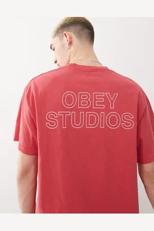 Obey Pigment-hindbærrød T-shirt med 
