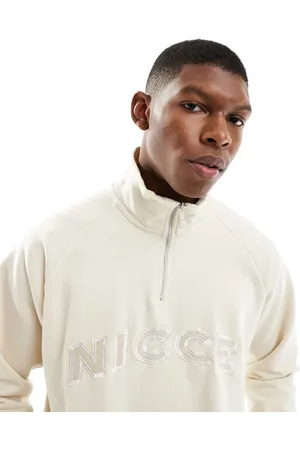 Nicce London Sweatshirt med 1/4 lynlås og logo-Marineblå