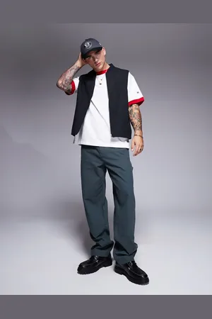 ASOS Kakigrønne posede chinos med tømrerdetaljer