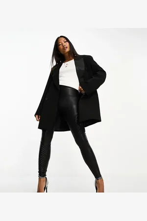Spanx Petite - Sorte biker-leggings i læderlook