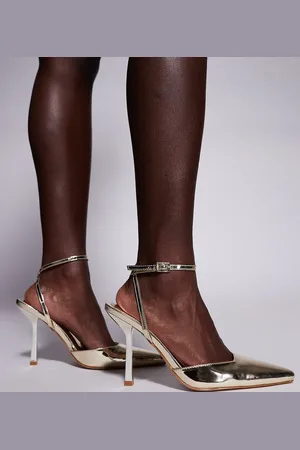 Simmi London SIMMI London - Bebbo - Wide Fit - Guldfarvede pumps med åben hæl