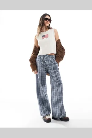 Daisy Street Marineblå bukser med løbesnor og gingham-tern