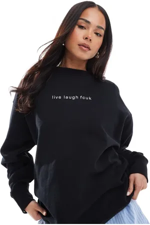 French Connection FCUK - sweatshirt med "Live Laugh"-slogan