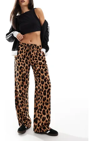 Daisy Street Pull on-bukser med leopardprint og løbesnor-Multifarvet