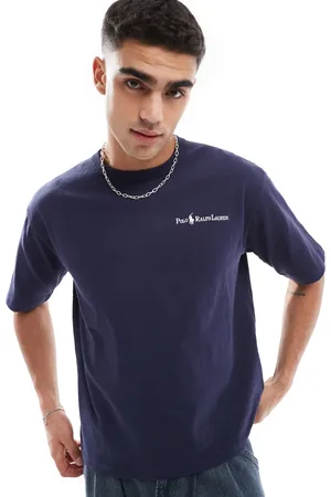 Ralph Lauren Afslappet T-shirt med tekst- og spillerlogo i kraftigt stof