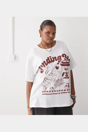 Noisy May Og oversized T-shirt med kaffeprint