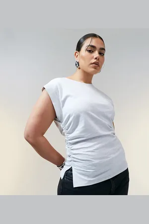 ASOS ASOS DESIGN Curve - Meleret og lysegrå tanktop med korset-talje og spidse skuldre