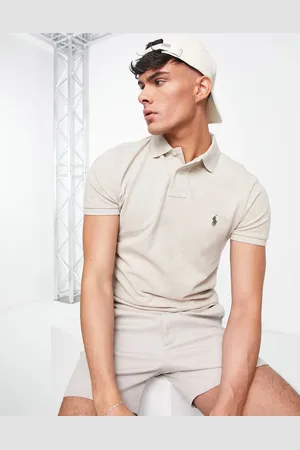 Ralph Lauren Beigemeleret slim-poloskjorte i piqué med ikonlogo-Neutral