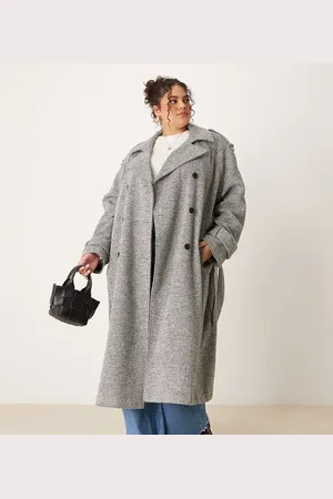 ASOS ASOS DESIGN Curve - Elegant trenchcoat med sort og hvidt mønster