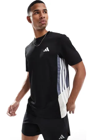adidas Adidas Training - Essentials - T-shirt med 3 striber og grå farveblok