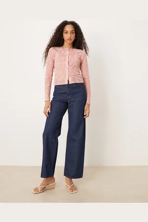 ASOS Boyfriend-jeans med striber i denim-Marineblå